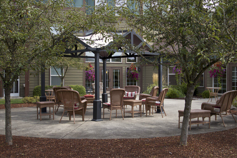 Exterior patio at the Sunnyview community