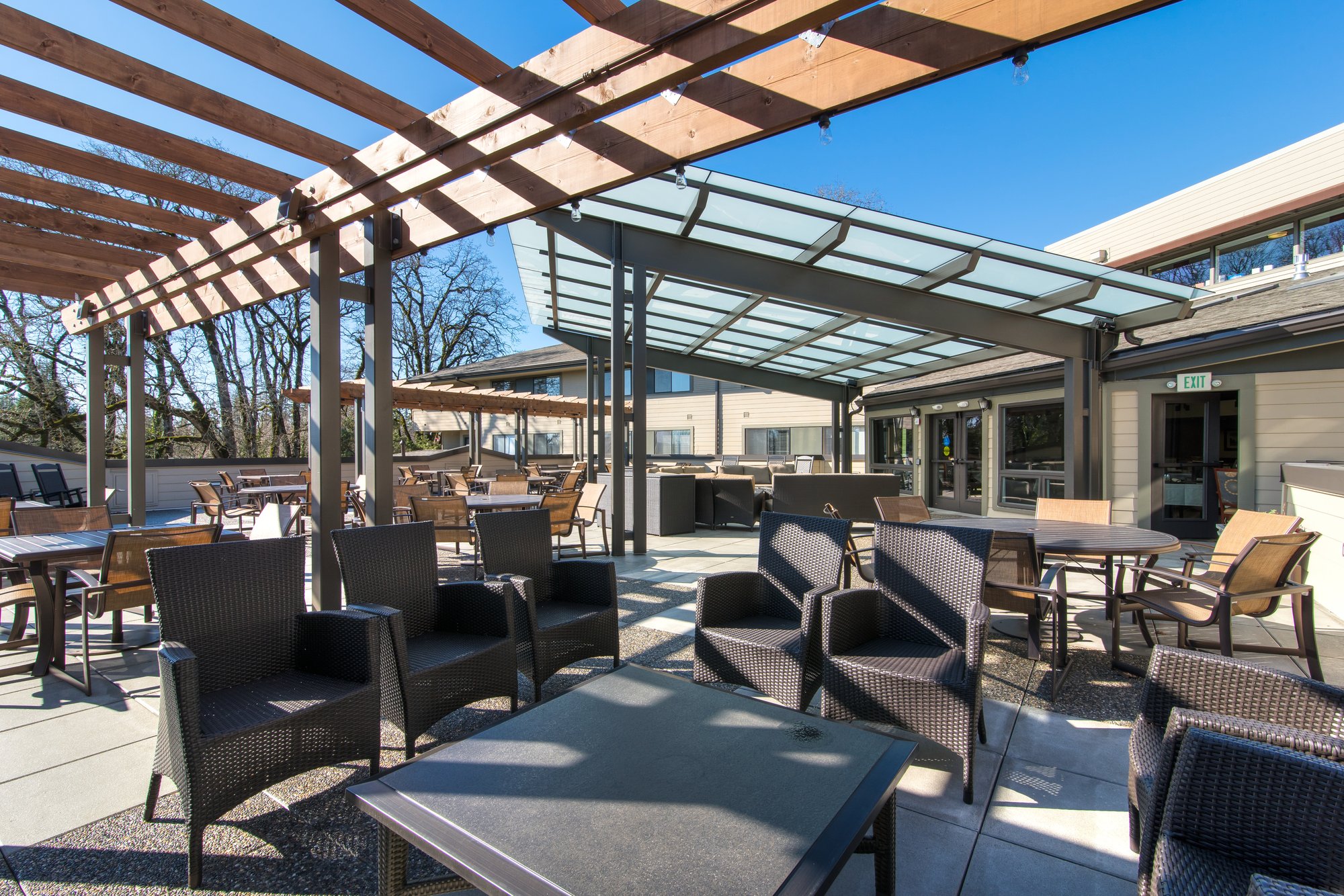 Outdoor patio at The Springs at Carman Oaks