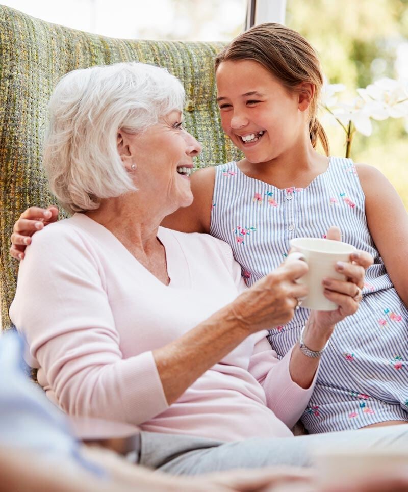 grandma visiting with her great grandchild