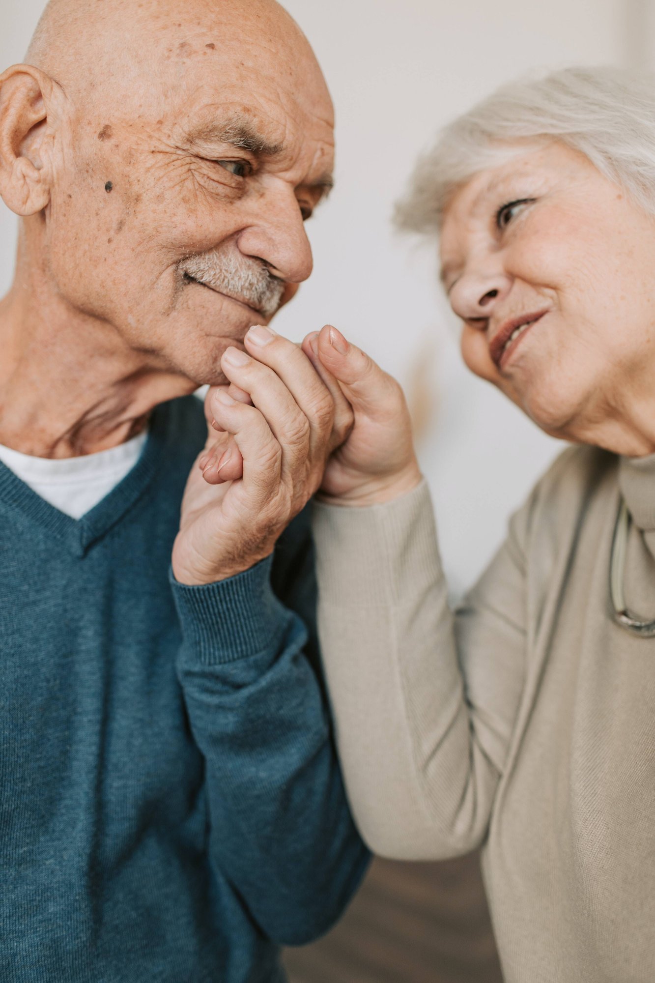 Older couple lovingly looking at each other 